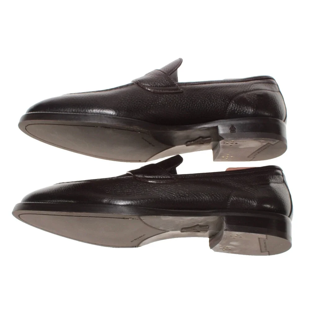 Di Bianco NWB Penny Loafers Size 10.5 US in Dark Brown Pebbled Leather